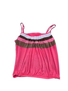 New York & Company Women’s Striped Pink Brown Tank Top Adjustable Straps Size S
